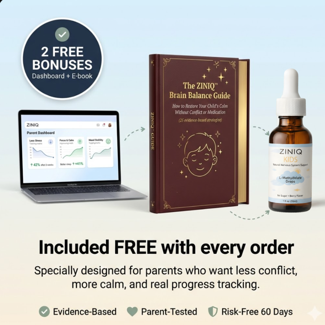 ZINIQ™ Kids - L Methylfolate, Natural Nervous System Support  Help Your Child Settle. Feel Safe at Home Again.