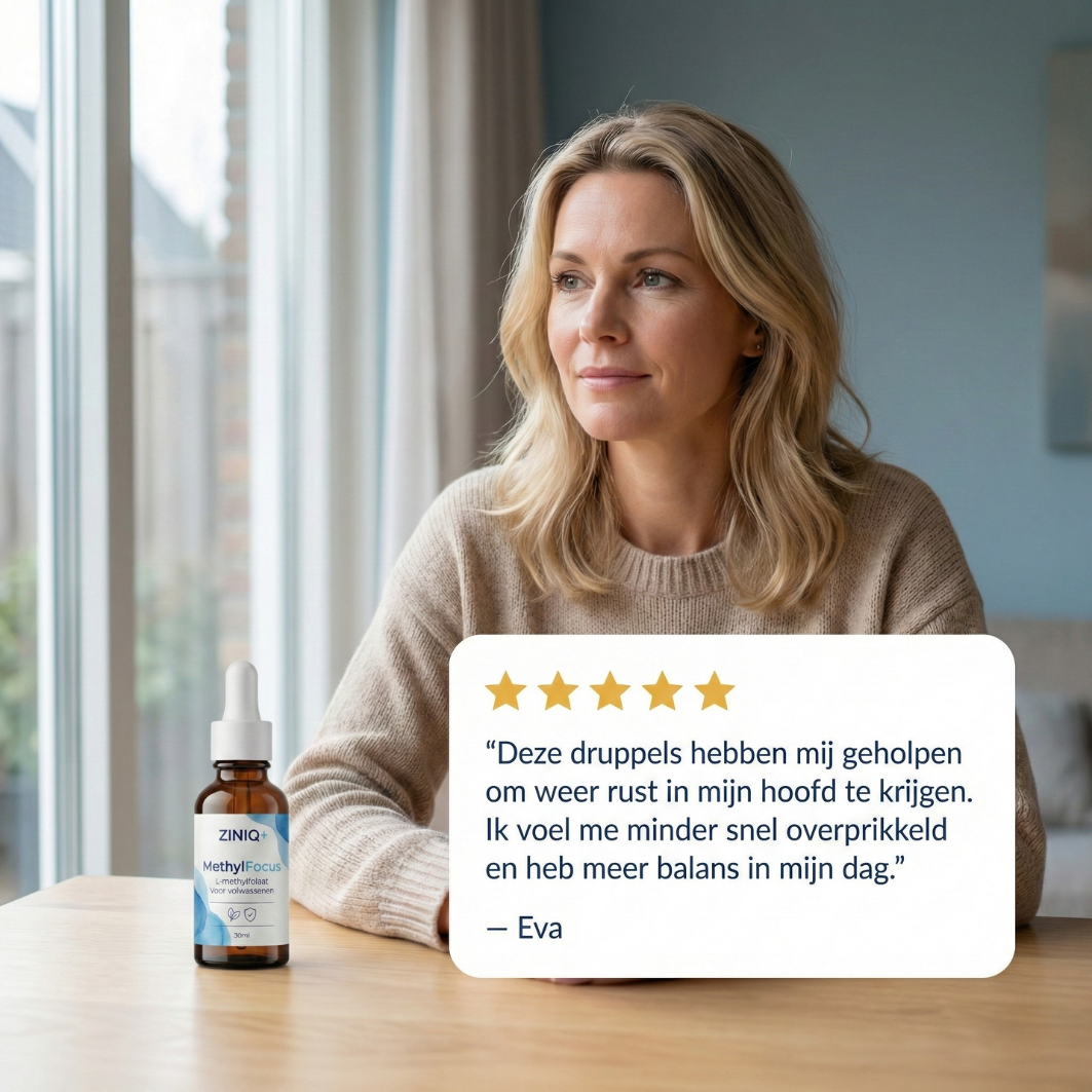 ZINIQ+ MethylFocus Volwassenen | Geactiveerd folaat voor rust, focus en mentale veerkracht