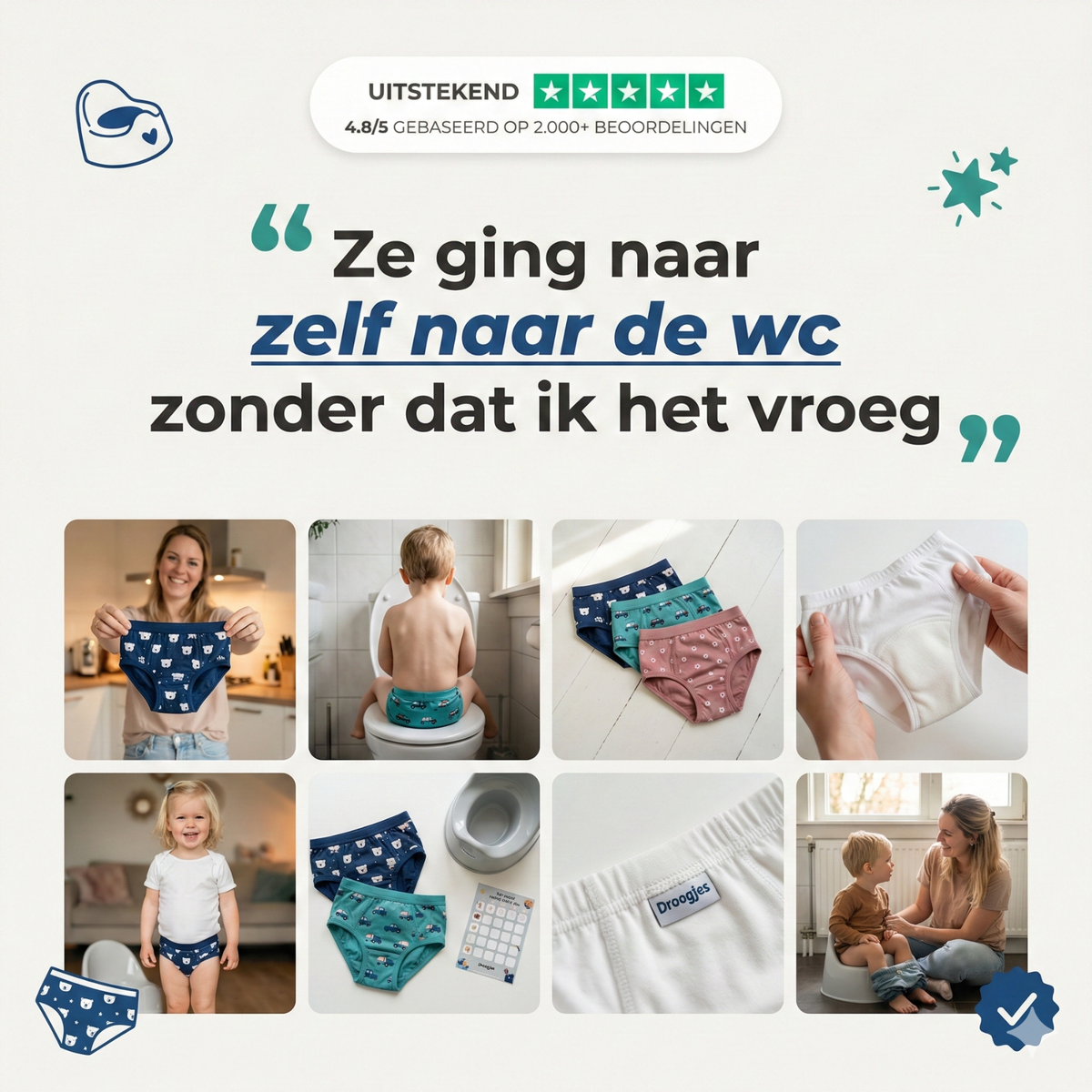 ZINIQ Droogjes trainingsondergoed — voor de fase waarin zindelijk worden nog met vallen en opstaan gaat