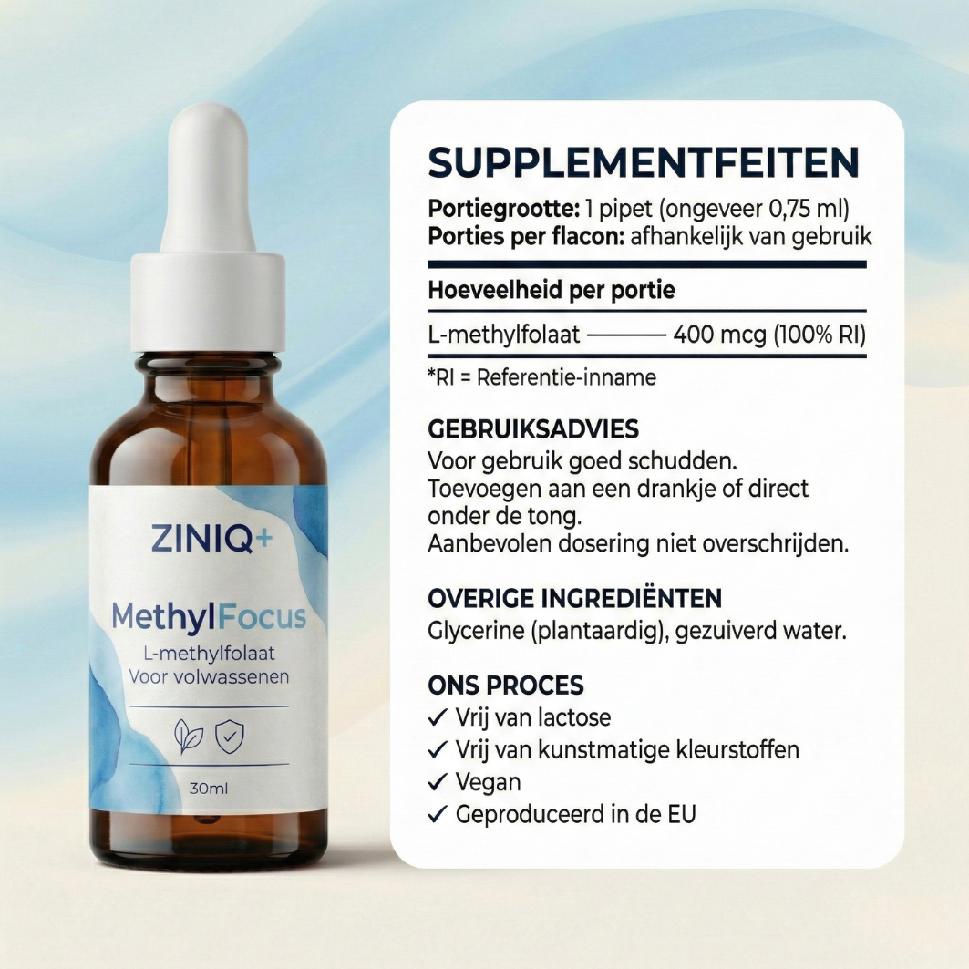 ZINIQ+ MethylFocus Volwassenen | Geactiveerd folaat voor rust, focus en mentale veerkracht